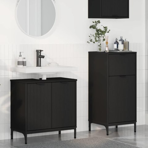ZESTAW MEBLI ŁAZIENKOWYCH Z SZUFLADĄ Z PÓŁKĄ 2 PCS CZARNY