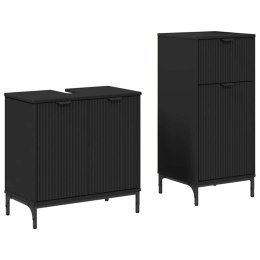 VidaXL Zestaw mebli łazienkowych z szufladą z półką 2 pcs Czarny