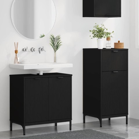 ZESTAW MEBLI ŁAZIENKOWYCH Z SZUFLADĄ Z PÓŁKĄ 2 PCS CZARNY