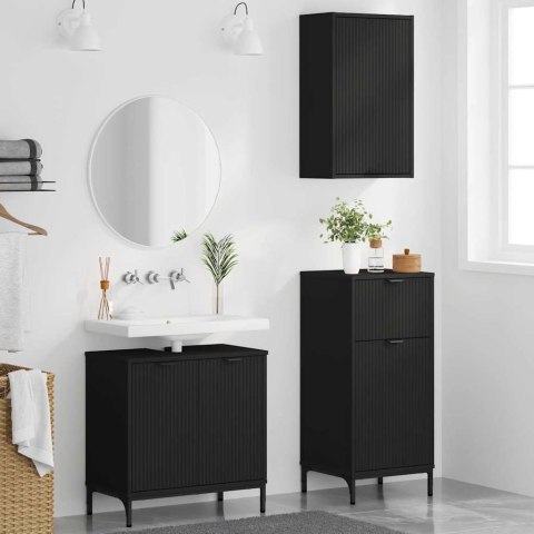 ZESTAW MEBLI ŁAZIENKOWYCH Z SZUFLADĄ Z PÓŁKĄ 3 PCS CZARNY