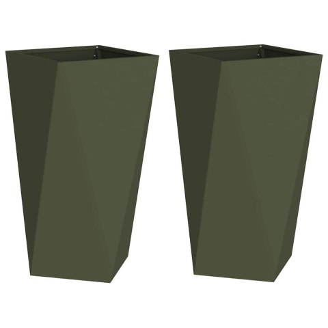 DONICA 2 PCS ZIELONY OLIWKOWY 40X40X75CM STAL