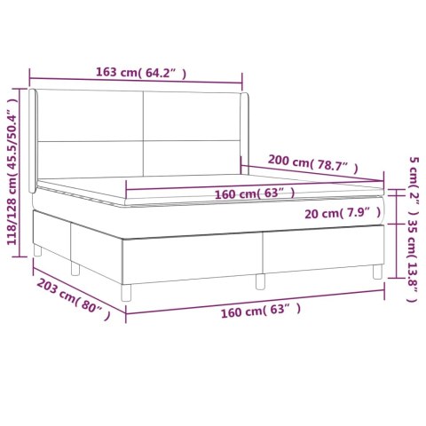 ŁÓŻKO KONTYNENTALNE Z MATERACEM RÓŻOWE 160X200CM AKSAMIT