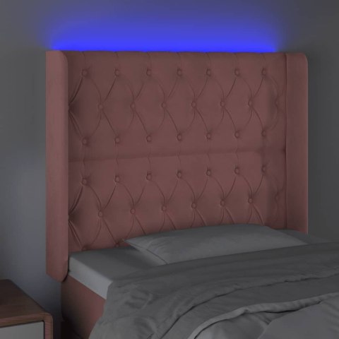 ZAGŁÓWEK DO ŁÓŻKA Z LED RÓŻOWY 103X16X118/128CM AKSAMIT