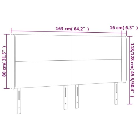 ZAGŁÓWEK DO ŁÓŻKA Z LED RÓŻOWY 163X16X118/128CM AKSAMIT