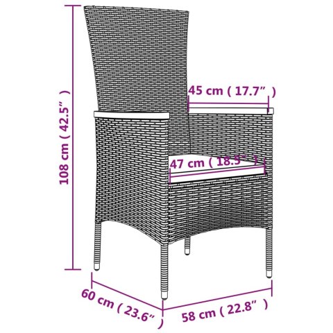 11-CZ. ZESTAW MEBLI DO OGRODU Z PODUSZKAMI SZARY RATTAN PE