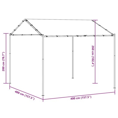 BALDACHIM OGRODOWY ANTRACYTOWY 4X4 M STAL I TKANINA