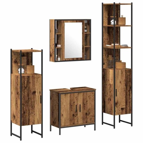 ZESTAW MEBLI ŁAZIENKOWYCH 4 PCS BRĄZOWY 33X33X185.5CM