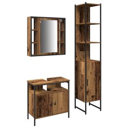 VidaXL Zestaw mebli łazienkowych z półką z drzwiami 3 pcs Stare drewno