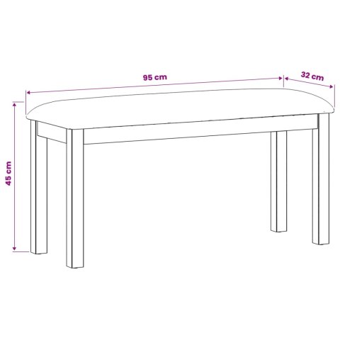 ŁAWKA JADALNIANA 95X32X45CM DĄB LITE CZARNY