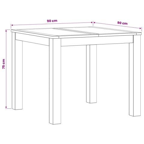 STÓŁ JADALNY 90X90X75CM DĄB LITE NATURALNY KWADRAT