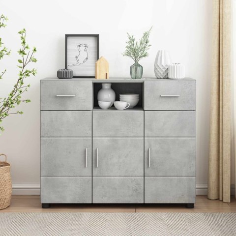 DREWNIANA SZAFKA Z SZUFLADĄ BETONOWY SZARY 88,5X30,5X73CM