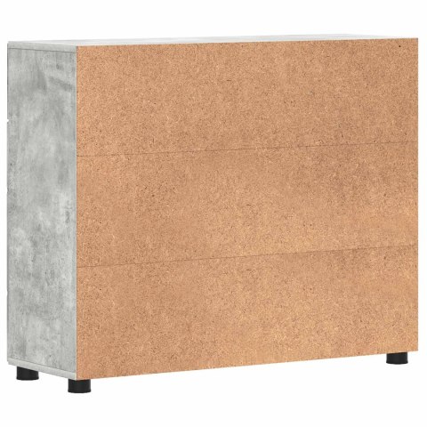 DREWNIANA SZAFKA Z SZUFLADĄ BETONOWY SZARY 88,5X30,5X73CM