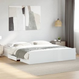 VidaXL Rama łóżka z szufladami, biała, 200x200 cm
