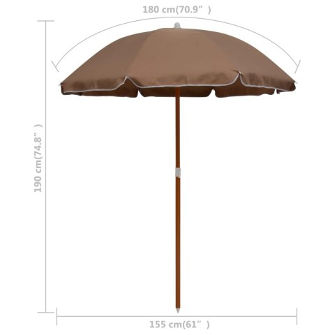 PARASOL OGRODOWY NA STALOWYM SŁUPKU 180CM TAUPE