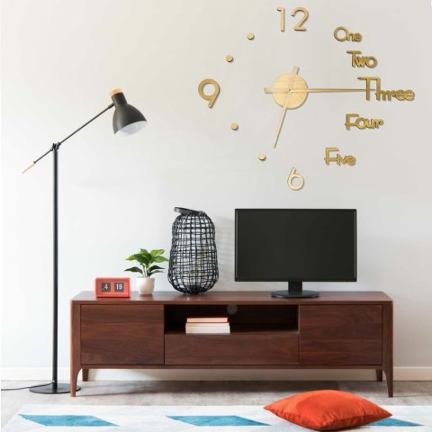 ZEGAR ŚCIENNY 3D NOWOCZESNY DESIGN ZŁOTY 100CM XXL
