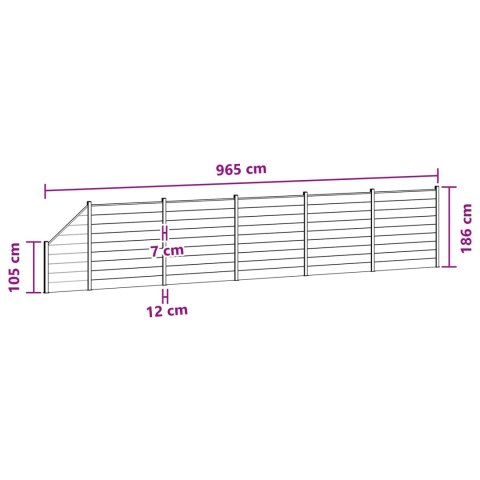 PANEL OGRODZENIOWY 6 EL. WPC I ALUMINIUM CZARNY 965X186CM