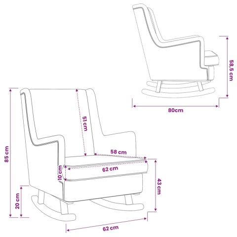 VidaXL Fotel bujany Czarny 62 x 80 x 85 cm tkanina