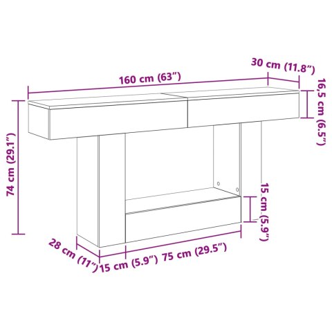 VidaXL Biały 160 x 30 x 74 cm