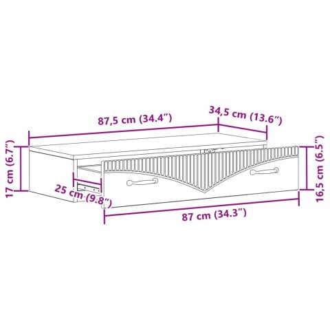 VidaXL Stolik boczny montowany na ścianie Biały 87,5 x 34,5 x 17 cm
