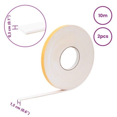 TAŚMA SAMOPRZYLEPNA Z PIANKI 2 PCS BIAŁY 15MMX10M PIANKA CR