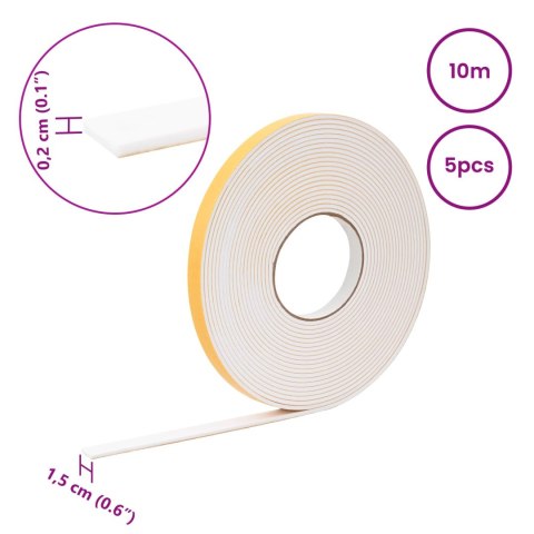 TAŚMA SAMOPRZYLEPNA Z PIANKI 5 PCS BIAŁY 15MMX10M PIANKA CR