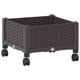 VidaXL Donica ogrodowa na kółkach brązowy 40 x 40 x 29 cm PP