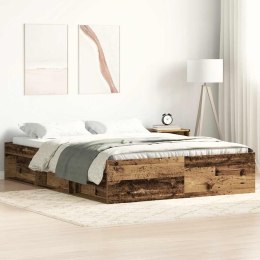 RAMA ŁÓŻKA BEZ MATERACA STARE DREWNO 140X200CM DREWNO KLEJONE