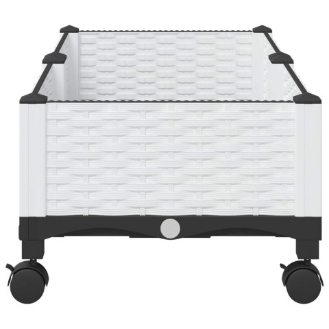 VidaXL Donica ogrodowa na kółkach Biały 80 x 40 x 33 cm PP