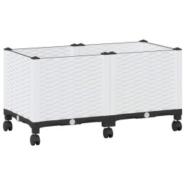 VidaXL Donica ogrodowa na kółkach Biały 80 x 40 x 48 cm PP