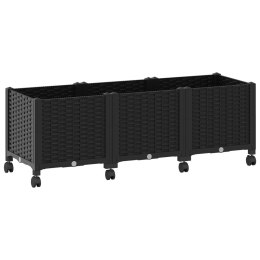 VidaXL Donica ogrodowa na kółkach Czarny 120 x 40 x 44 cm PP