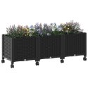 VidaXL Donica ogrodowa na kółkach Czarny 120 x 40 x 44 cm PP