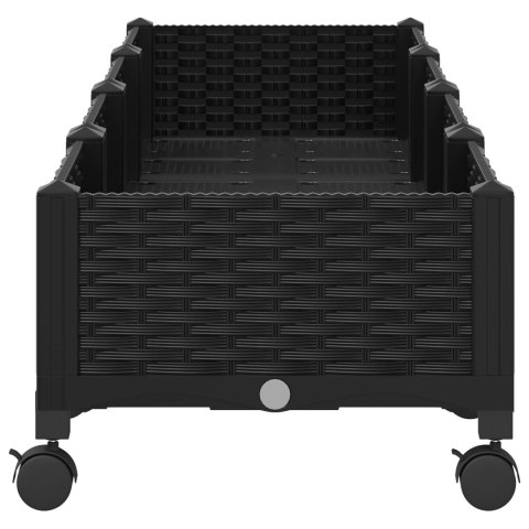VidaXL Donica ogrodowa na kółkach Czarny 160 x 40 x 29 cm PP