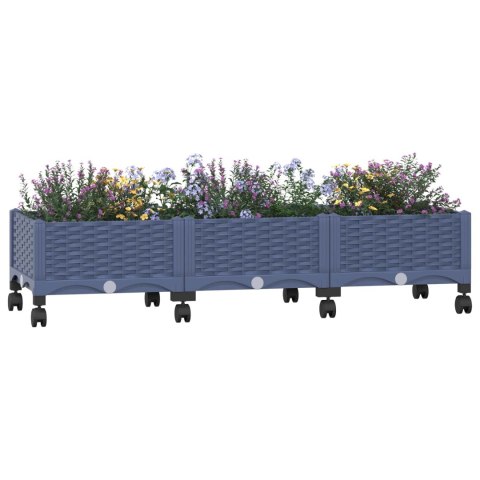 VidaXL Donica ogrodowa na kółkach Niebiesko-szary 120 x 40 x 33 cm PP