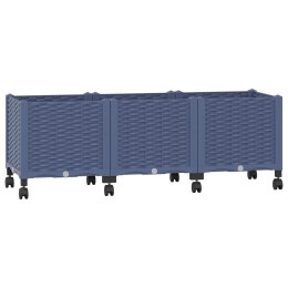VidaXL Donica ogrodowa na kółkach Niebiesko-szary 120 x 40 x 48 cm PP