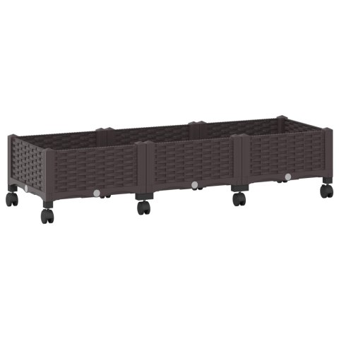 VidaXL Donica ogrodowa na kółkach brązowy 120 x 40 x 29 cm PP