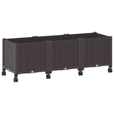 VidaXL Donica ogrodowa na kółkach brązowy 120 x 40 x 44 cm PP