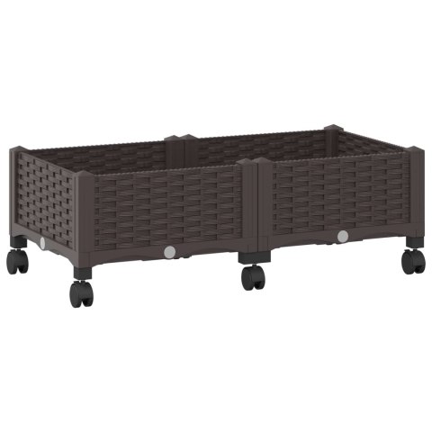 VidaXL Donica ogrodowa na kółkach brązowy 80 x 40 x 29 cm PP