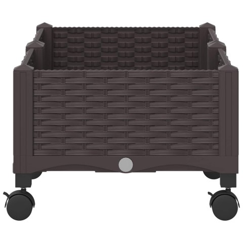 VidaXL Donica ogrodowa na kółkach brązowy 80 x 40 x 29 cm PP