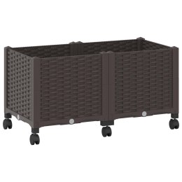 VidaXL Donica ogrodowa na kółkach brązowy 80 x 40 x 44 cm PP
