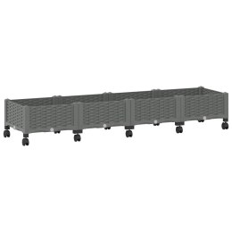 VidaXL Donica ogrodowa na kółkach jasnoszary 160 x 40 x 33 cm PP