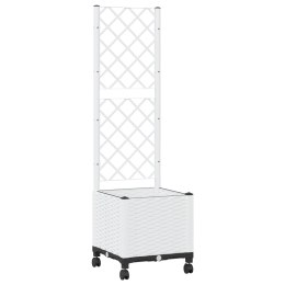 VidaXL Donica ogrodowa z kratką i kółkami Biały 40 x 40 x 146 cm PP