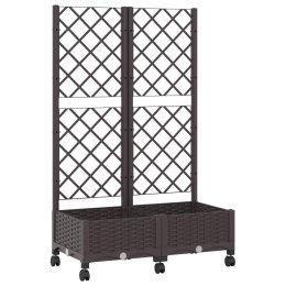 VidaXL Donica ogrodowa z kratką i kółkami brązowy 80 x 40 x 131,5 cm