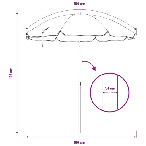 PARASOL OGRODOWY PLAŻOWY 160CM UCHYLNY REGULOWANA WYSOKOŚĆ POMARAŃCZOWY