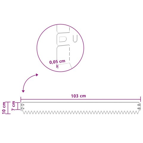 VidaXL Krawężnik do trawnika 10 pcs 103 x 10 cm Stal srebrny