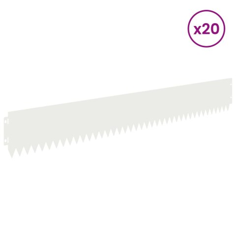 VidaXL Krawężnik do trawnika 20 pcs 103 x 15 cm Stal Biały