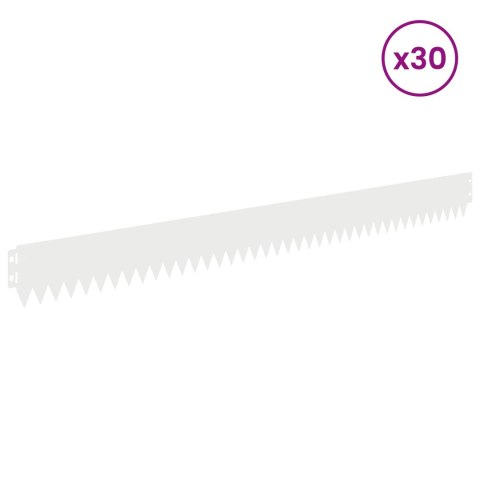 VidaXL Krawężnik do trawnika 30 pcs 103 x 10 cm Stal Biały