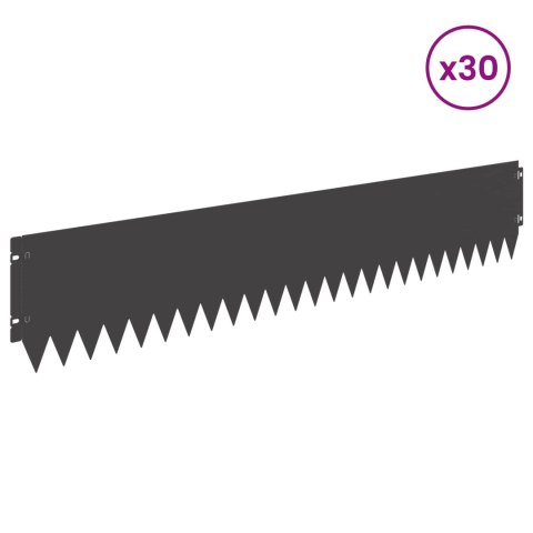 VidaXL Krawężnik do trawnika 30 pcs 103 x 20 cm Stal Czarny