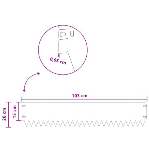 VidaXL Krawężnik do trawnika 30 pcs 103 x 20 cm Stal Czarny