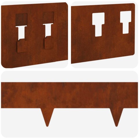 KRAWĘŻNIK DO TRAWNIKA 10 PCS 100X12CM STAL RDZAWY