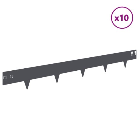 KRAWĘŻNIK DO TRAWNIKA 10 PCS 100X12CM STAL ANTRACYTOWY